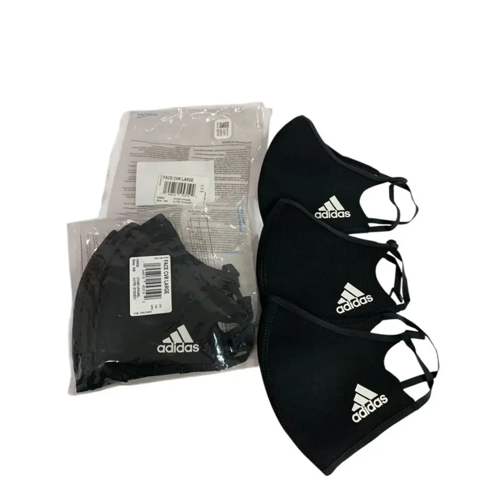 Pack of 4 New Adidas Face Covers Adult Black H08836 Washable